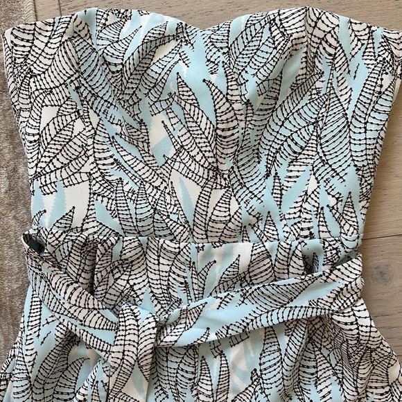 H&M Wide Leg Pant Jumpsuit New with Tags size 6 blue with leaf pattern - Picture 2 of 4